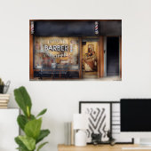 Poster Barbier - Obtenir une coupe de cheveux (Bureau à domicile)