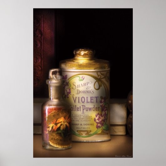 Poster Barbier - Poudre de toilette violet Sharp & Dohme (Devant)