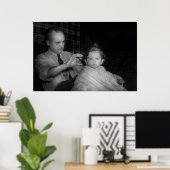 Poster Barbier - Première coupe de cheveux (Bureau à domicile)