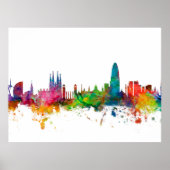 Poster Barcelona Espagne Skyline (Devant)