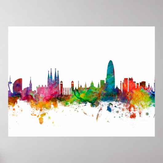 Poster Barcelona Espagne Skyline (Devant)