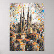 Barcelona Sagrada Familia Abstract Drip Painting