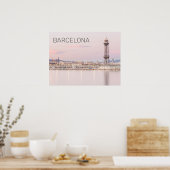 Poster Barcelona Skyline Sunset Catalogne Espagne (Cuisine)