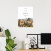 Poster Barcelona Skyline Wedding Welcome Sign (Bureau à domicile)
