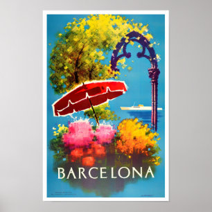 Poster Barcelona Spain vintage travel
