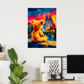 Poster Barcelona Teddy Fauvist Sunset Skyline Print (Bureau à domicile)