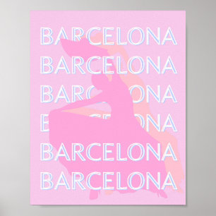 Poster Barcelona Travel Art, Espagne, Pastel, Rose