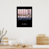 Poster Barcelone Catalogne coucher de soleil Skyline Espa (Cuisine)