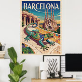 Poster Barcelone Espagne (Bureau à domicile)