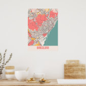 Poster Barcelone - Espagne Chalk City Carte (Cuisine)