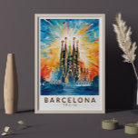Poster Barcelone Espagne La Sagrada Familia Travel Art<br><div class="desc">Conception de voyage vectorielle rétro de Barcelone. Barcelone,  capitale cosmopolite de la Catalogne espagnole,  est connue pour son art et son architecture.</div>