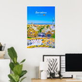 Poster Barcelone, Espagne - Parc Guell Mosaïque Gaudi (Bureau à domicile)