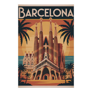 Poster Barcelone Espagne vintage
