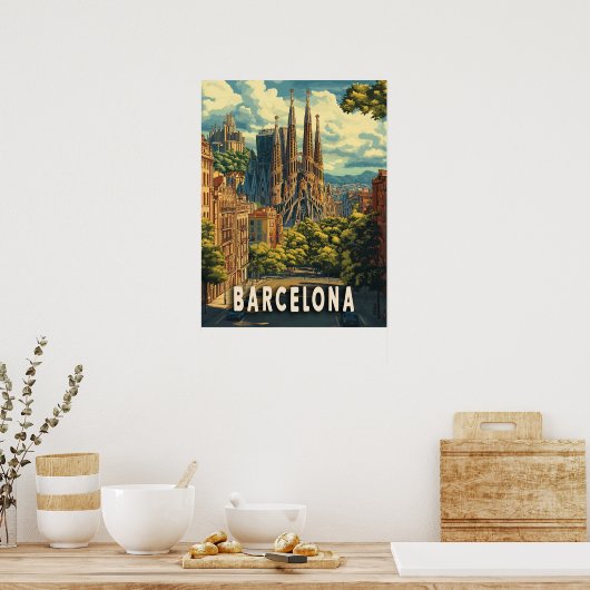 Poster Barcelone, Espagne Voyage (Cuisine)