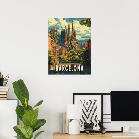 Poster Barcelone, Espagne Voyage (Bureau à domicile)