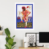 Poster Barcelone ~ Exposition Vintage en espagnol (Bureau à domicile)