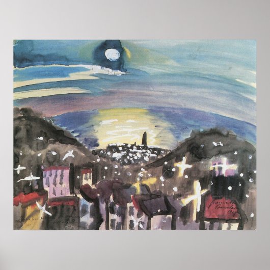 Poster Barcelone la nuit (1ère version) par Walter Gramat (Devant)