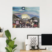 Poster Barcelone la nuit (1ère version) par Walter Gramat (Bureau à domicile)
