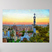 Poster Barcelone. Panorama de la ville depuis Park Guell. (Devant)