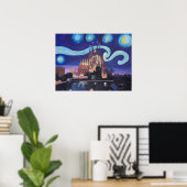 Poster Barcelone Sagrada Familia Nuit étoilée (Bureau à domicile)