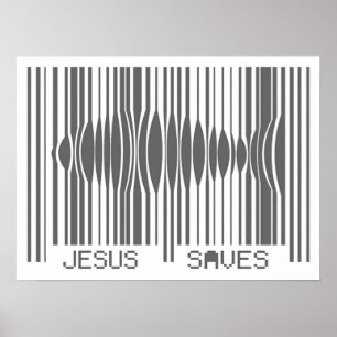 Poster Barcode Jesus Saves
