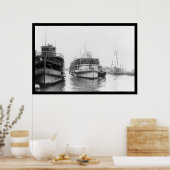 Poster Barge transportant des immigrants à Ellis Island,  (Cuisine)