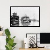 Poster Barge transportant des immigrants à Ellis Island,  (Bureau à domicile)