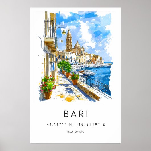 Poster Bari Aquarelle 2 (Devant)