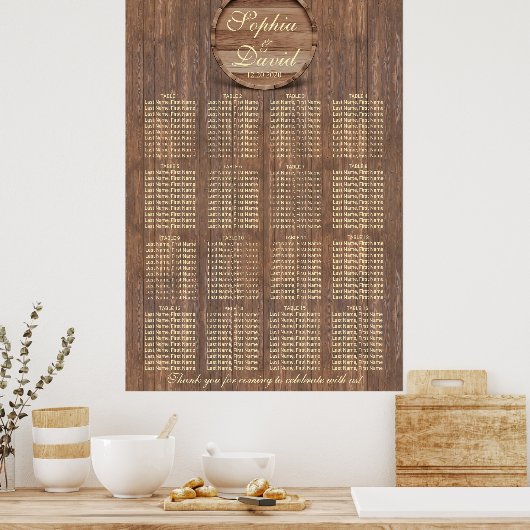 Poster Baril de vigne Mariage Siège Graphique 16 tableaux (Cuisine)