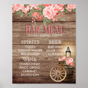 Poster Baril en bois patiné - Corail - Menu Bar