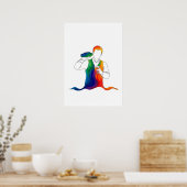 Poster barman abstrait une ligne art continu (Cuisine)