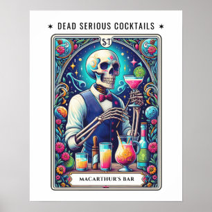 Poster Barman Tarot Bar Cocktails Très Sérieux