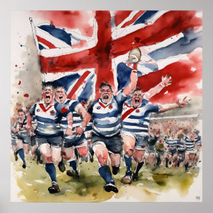 Poster Barmy - Anglais Rugby Art Imprimer