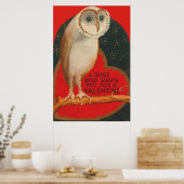 Poster Barn Owl Heart Tree Stars Valentine (Cuisine)