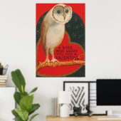 Poster Barn Owl Heart Tree Stars Valentine (Bureau à domicile)