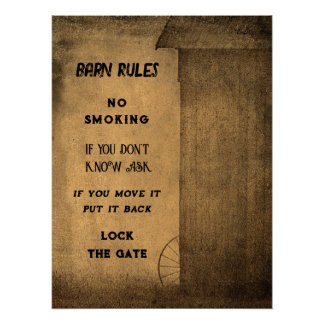Poster Barn Règles Pays Rustique Texture Vintage