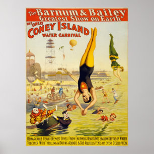 Poster Barnum et carnaval de l'eau de Bailey Coney Island