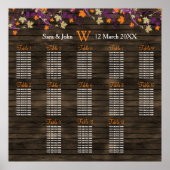 Poster Barnwood Rustique prune plan de sièges mariage de  (Devant)