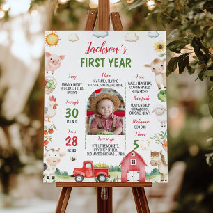 Poster Barnyard Animal Première année Photo Milestone Pos