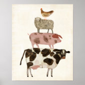 Poster Barnyard Buds - Vache, cochon, mouton et hen (Devant)
