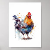Poster Barnyard Splendor : Aquarelle Hen (Devant)