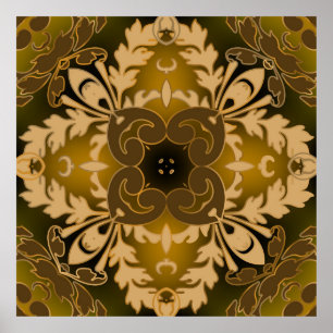Poster Baroque seamless pattern. Vintage ornate glowing f