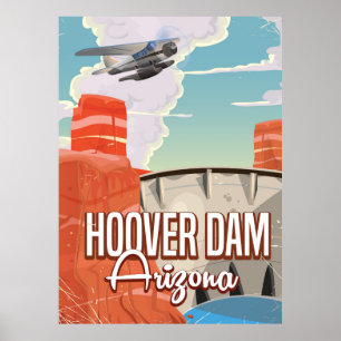 Poster Barrage Hoover Nevada Arizona Dessin animé vintage