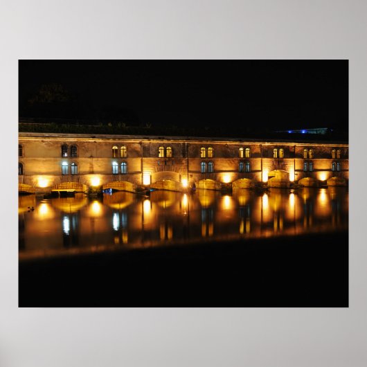 Poster Barrage Vauban à Strasbourg la nuit (Devant)