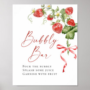 Poster Barre à bulles de fraises à l'aquarelle tendance