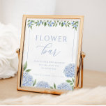 Poster Barre à fleurs Blue Hydrangea Fête des mariées<br><div class="desc">Personnalisez en utilisant le formulaire modèle.</div>