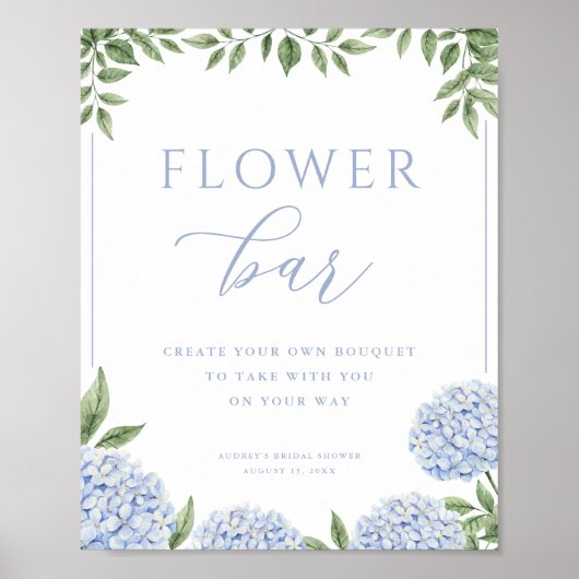 Poster Barre à fleurs Blue Hydrangea Fête des mariées (Devant)