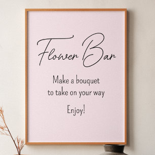 Poster Barre à fleurs de mariage rose 