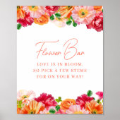Poster Barre à fleurs orange et rose vif (Devant)