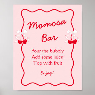 Poster Barre à Mimosa Fleur de Cerisier Rose Rouge en Acr